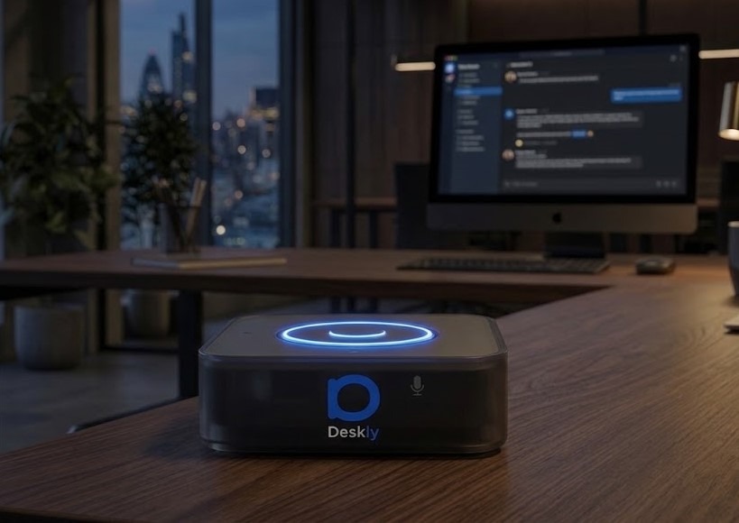 Terminal Físico Conversacional de sobremesa Deskly para oficina y taller con cancelación de ruido